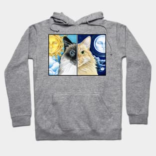 Sun and Moon Cats -Black Outlined Version Hoodie